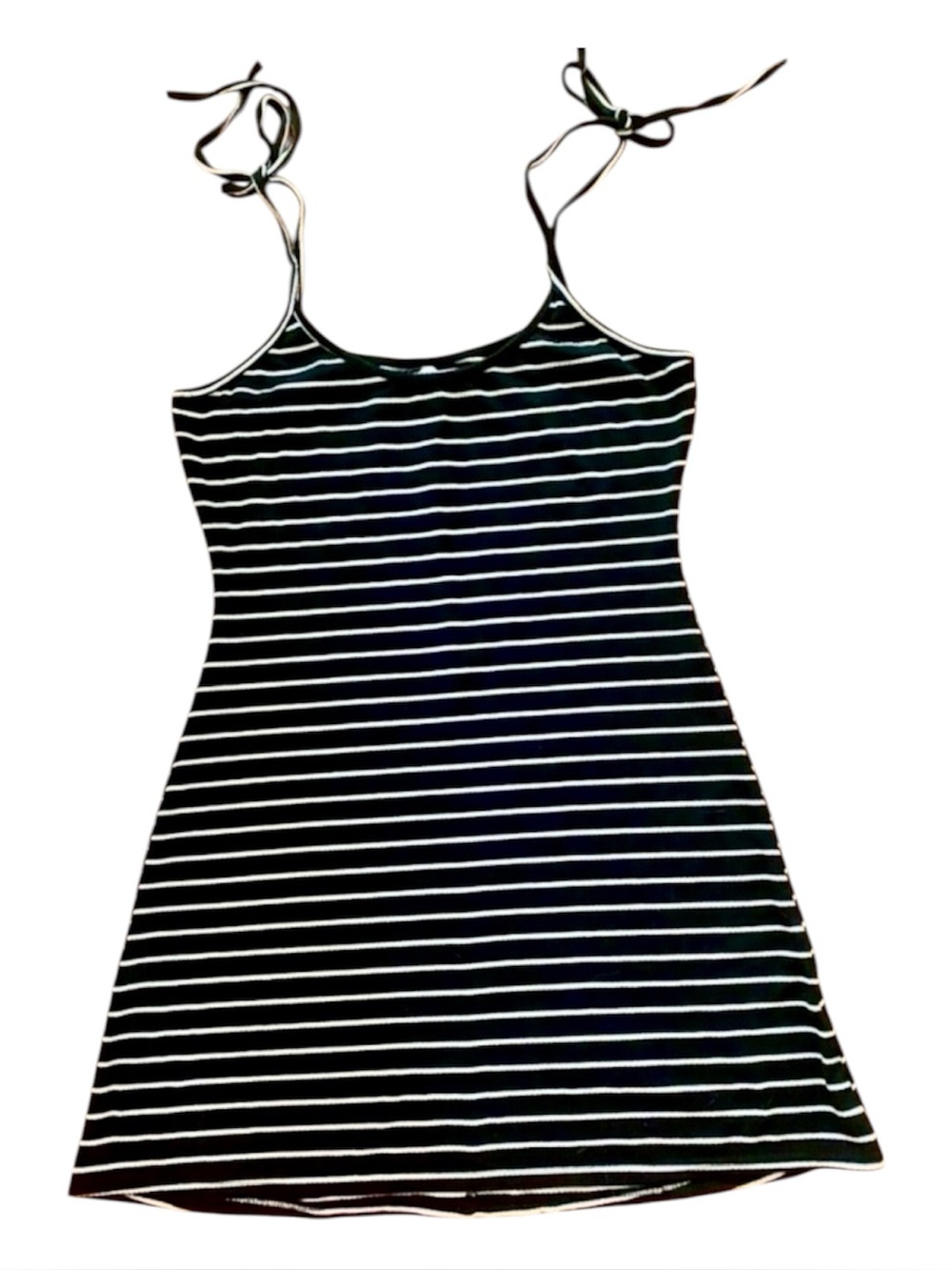 Honey Punch Striped Tie Strap Mini Dress Large Black White Y2K